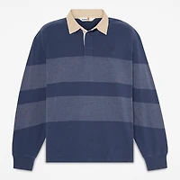 Striped Long-Sleeve Rugby Polo Shirt