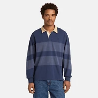 Striped Long-Sleeve Rugby Polo Shirt