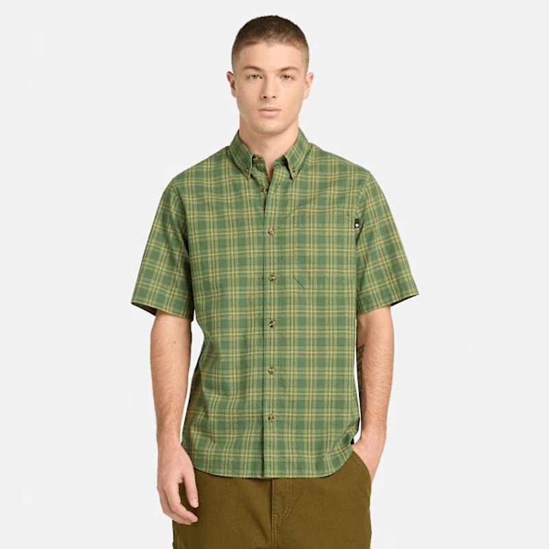 Men's Checkered Poplin Short-Sleeve Shirt