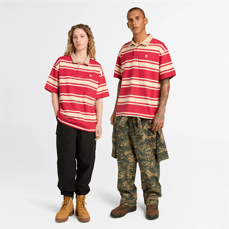 Striped Short-Sleeve Rugby Polo