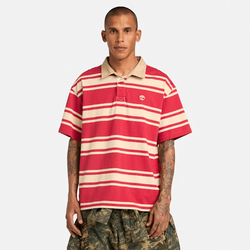 Striped Short-Sleeve Rugby Polo
