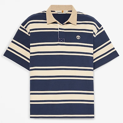 Striped Short-Sleeve Rugby Polo