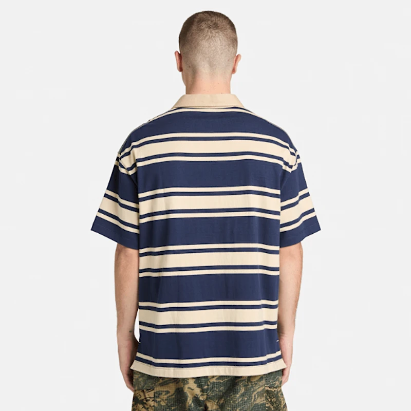 Striped Short-Sleeve Rugby Polo