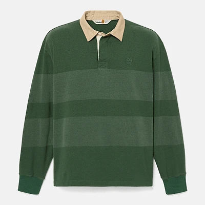 Striped Long-Sleeve Rugby Polo Shirt
