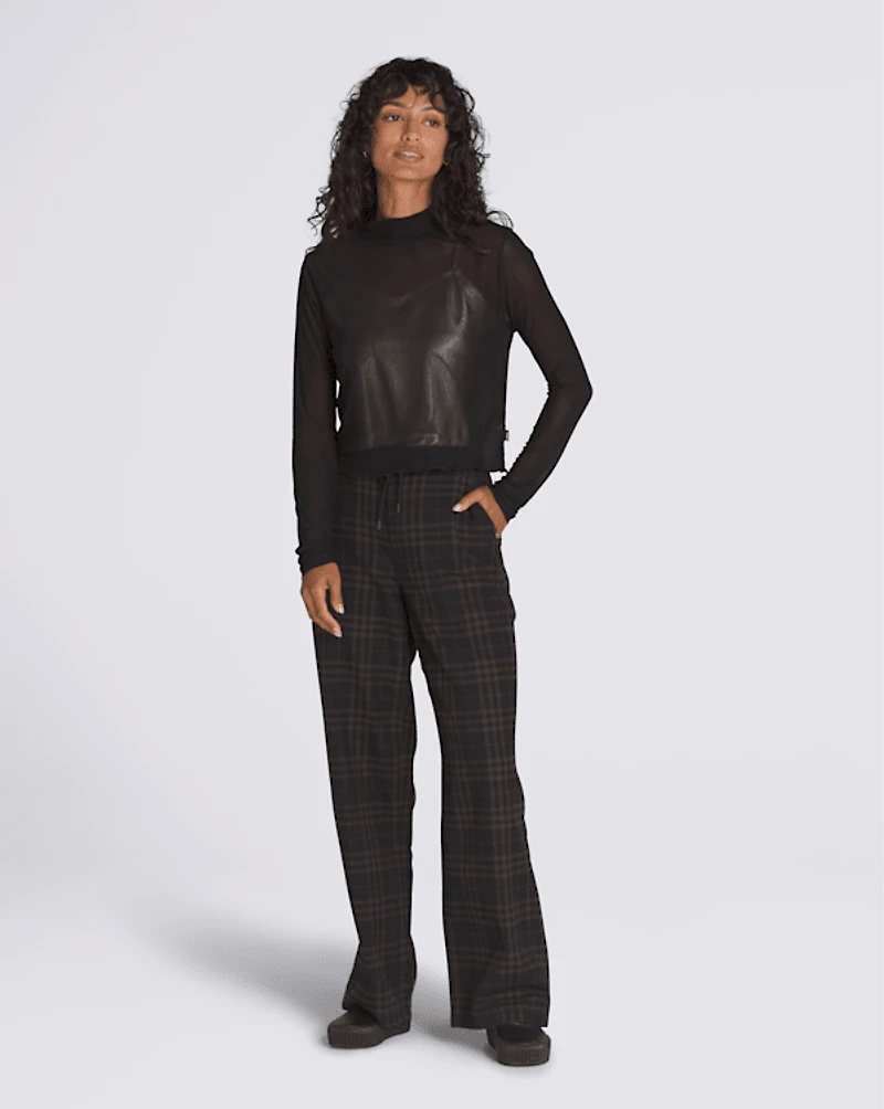 Mesh Satin Long Sleeve Top