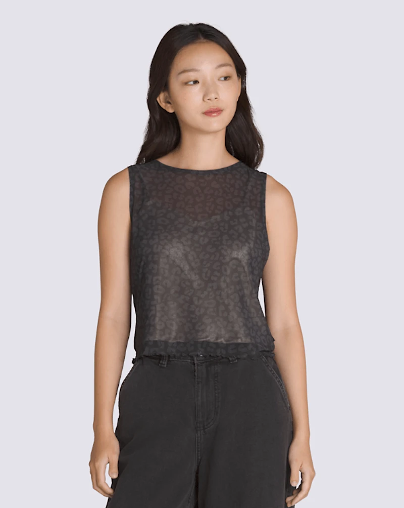 Mesh Satin Sleeveless Top