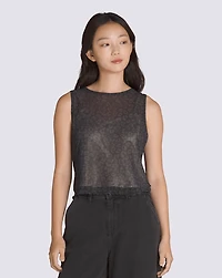 Mesh Satin Sleeveless Top