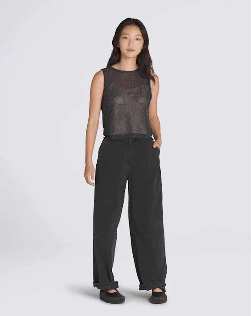 Mesh Satin Sleeveless Top