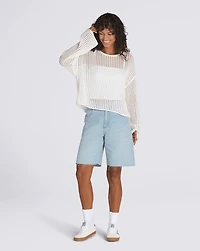 Mila Open Knit Crop Crew Sweater