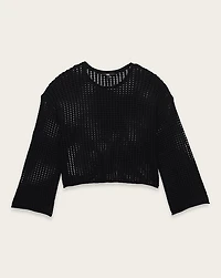 Mila Open Knit Crop Crew Sweater
