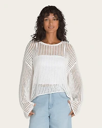 Mila Open Knit Crop Crew Sweater