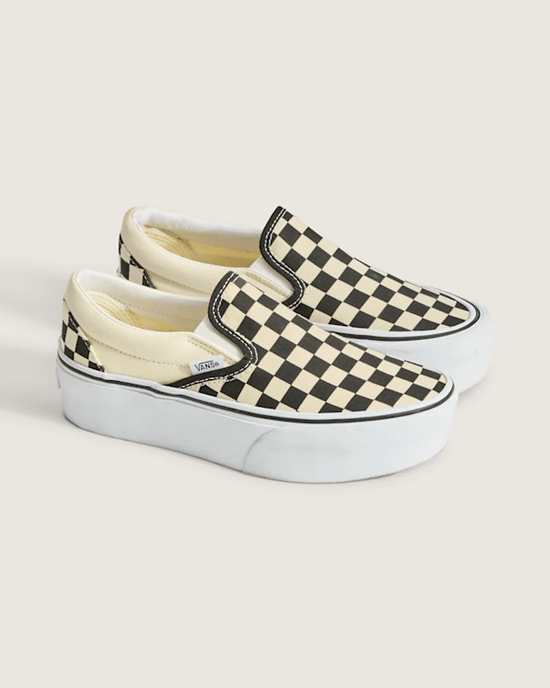 Classic Slip-On Platform Checkerboard Shoe