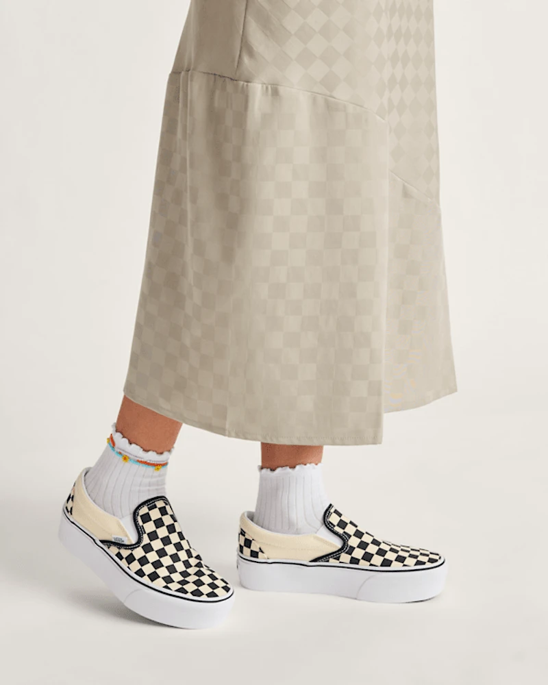 Classic Slip-On Platform Checkerboard Shoe