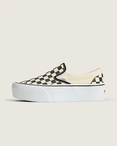Classic Slip-On Checkerboard Platform Shoe