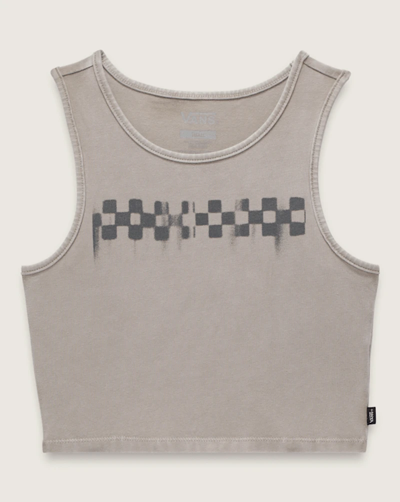 Checkerboard Fitted Crop Tank Top