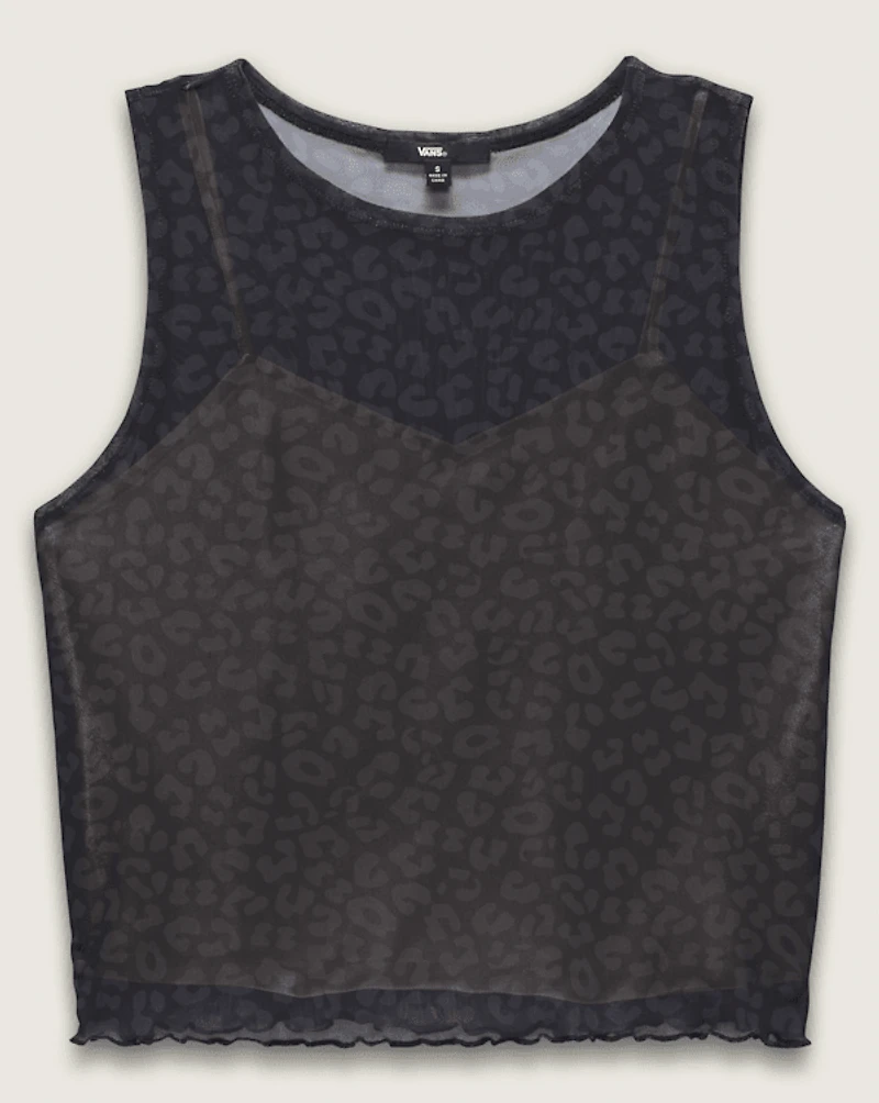 Mesh Satin Sleeveless Top