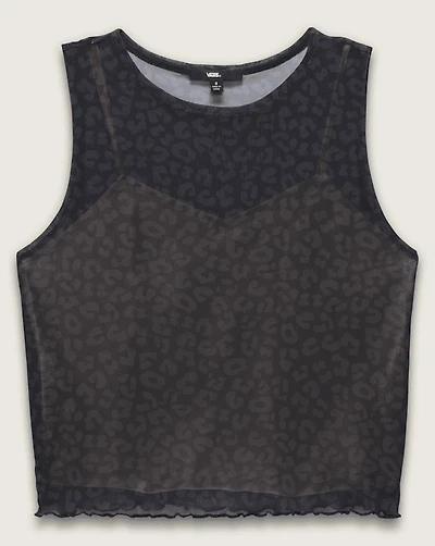 Mesh Satin Sleeveless Top
