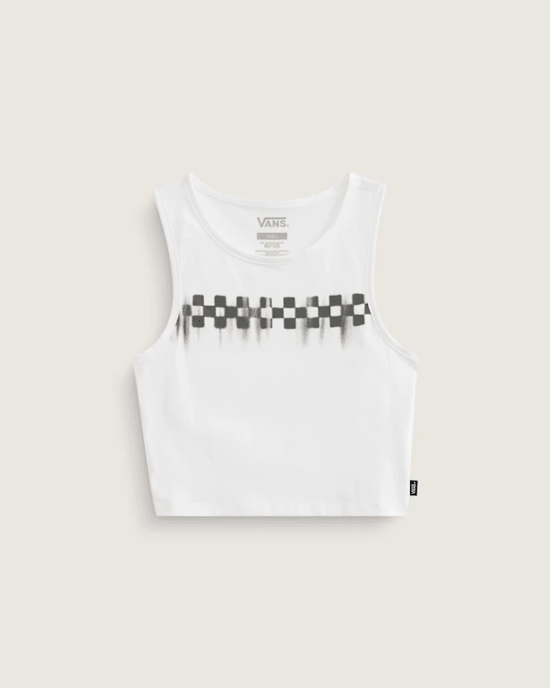 Checkerboard Fitted Crop Tank Top