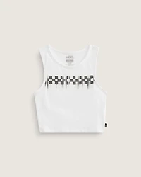 Checkerboard Fitted Crop Tank Top