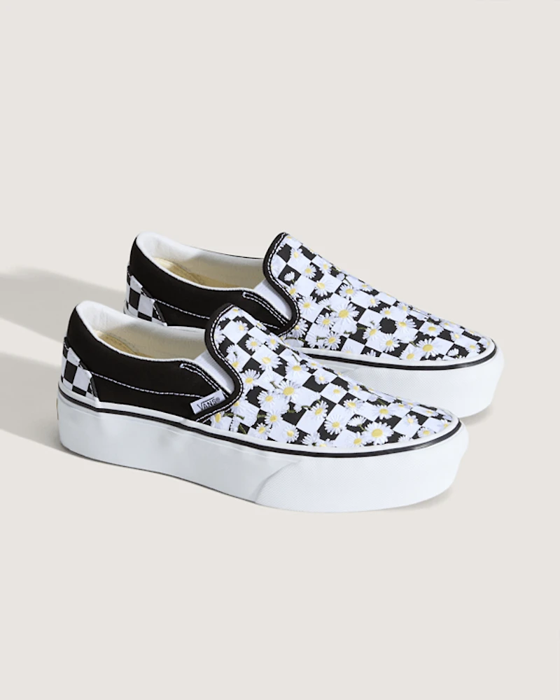 Classic Slip-On Platform Checkerboard Shoe
