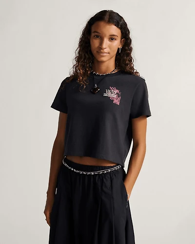 Negative Floral Crop T-Shirt