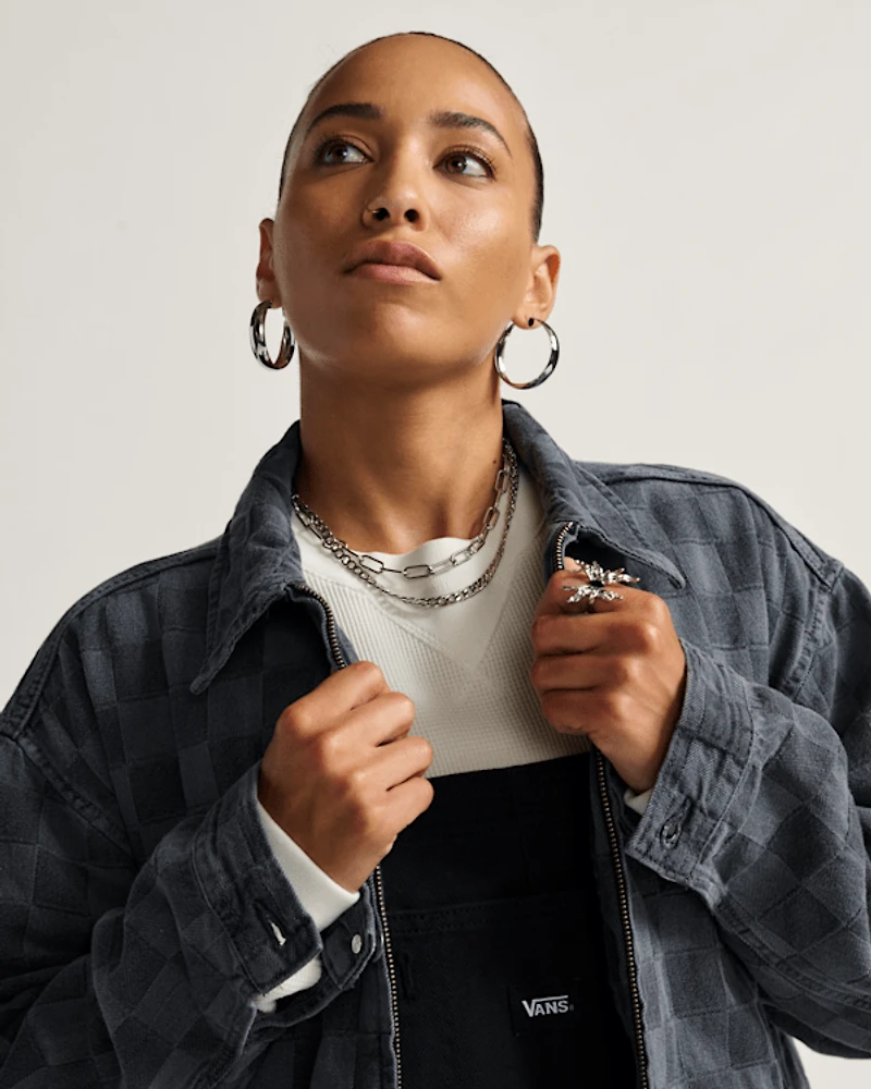 Pitstop Checkered Station Denim Jacket