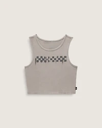 Checkerboard Fitted Crop Tank Top