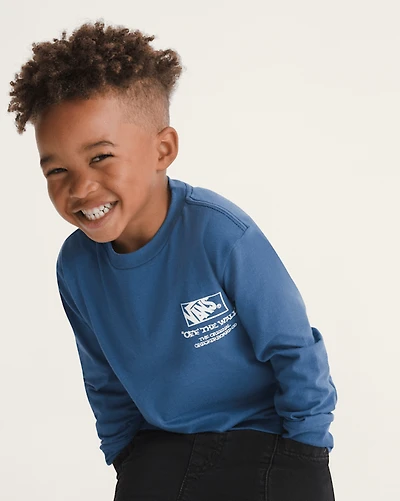 Little Kids Checker Bones Long Sleeve T-Shirt