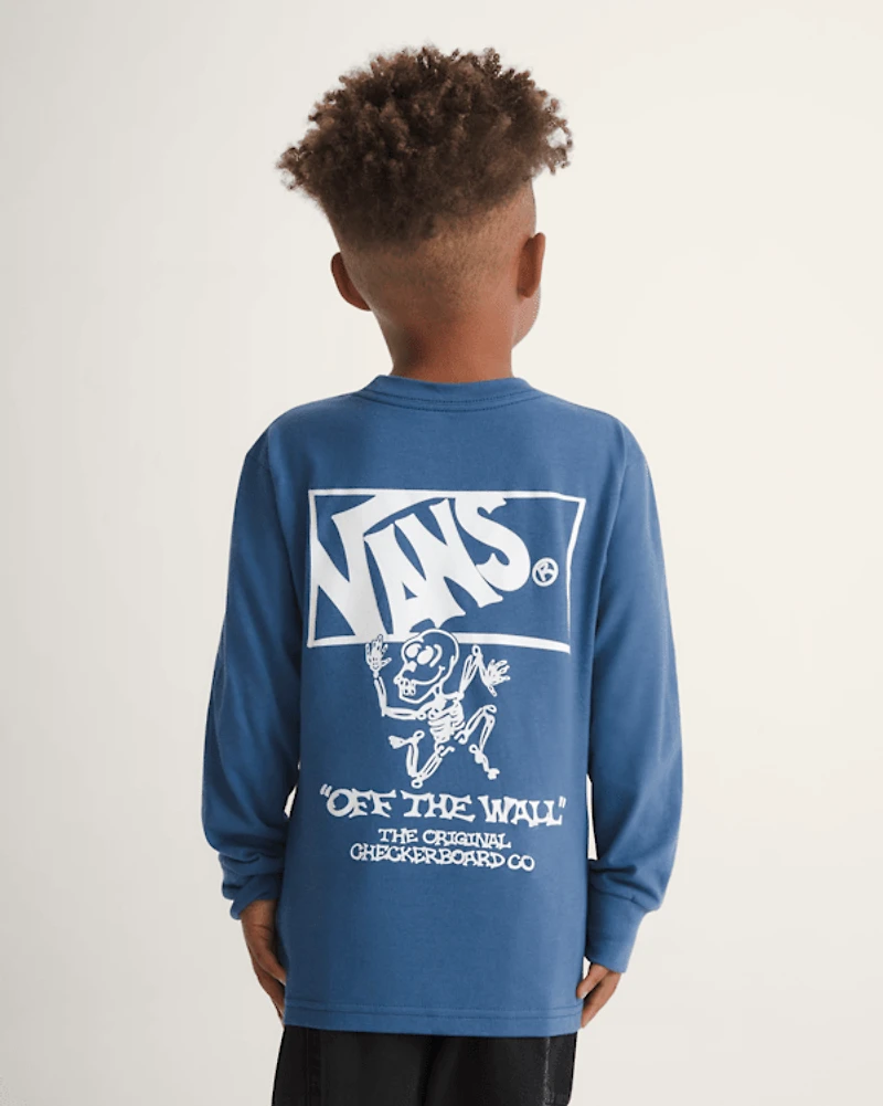 Little Kids Checker Bones Long Sleeve T-Shirt