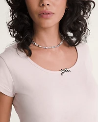 Checkerboard Bow Scoop T-Shirt