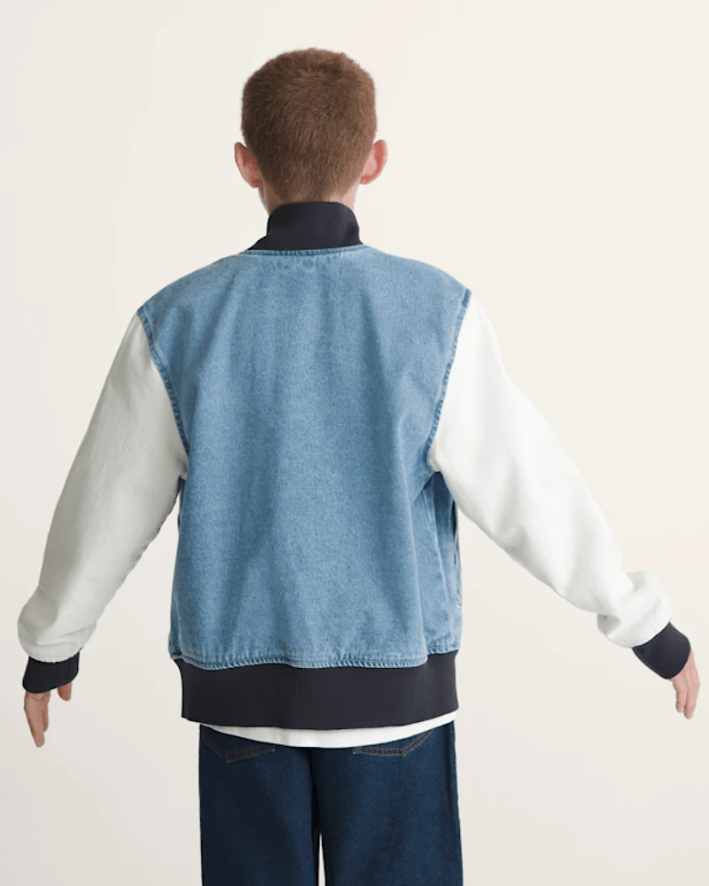 Kids Denim Baseball Jacket