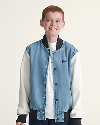 Kids Denim Baseball Jacket