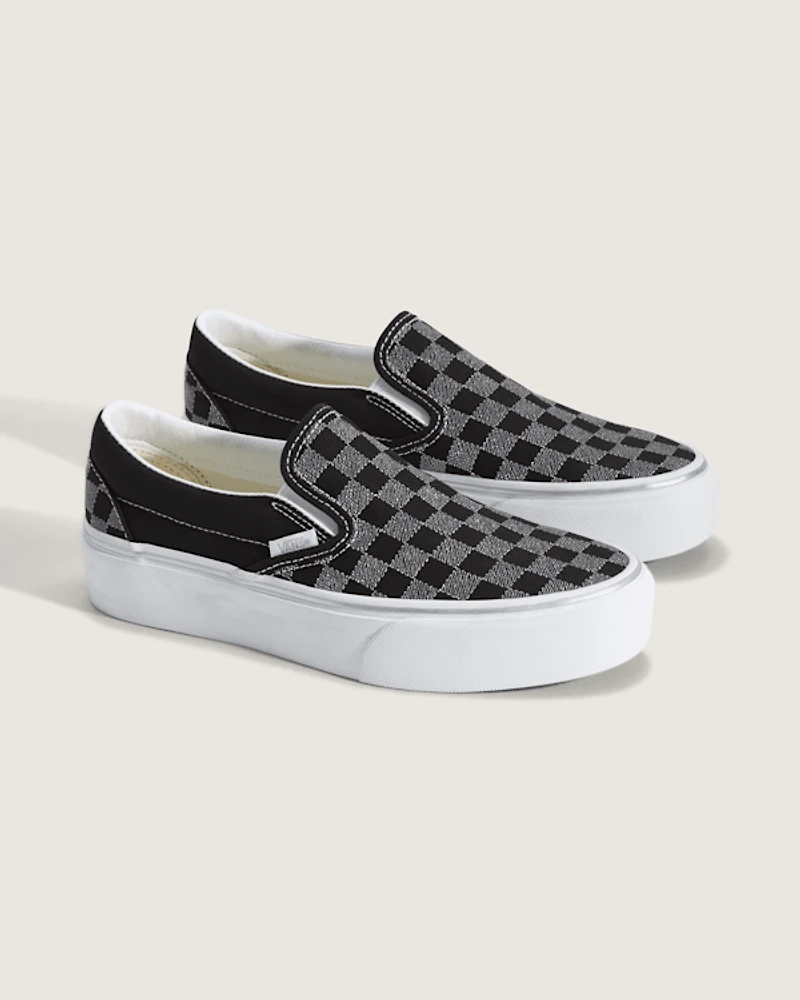 Classic Slip-On Platform Checkerboard Shoe