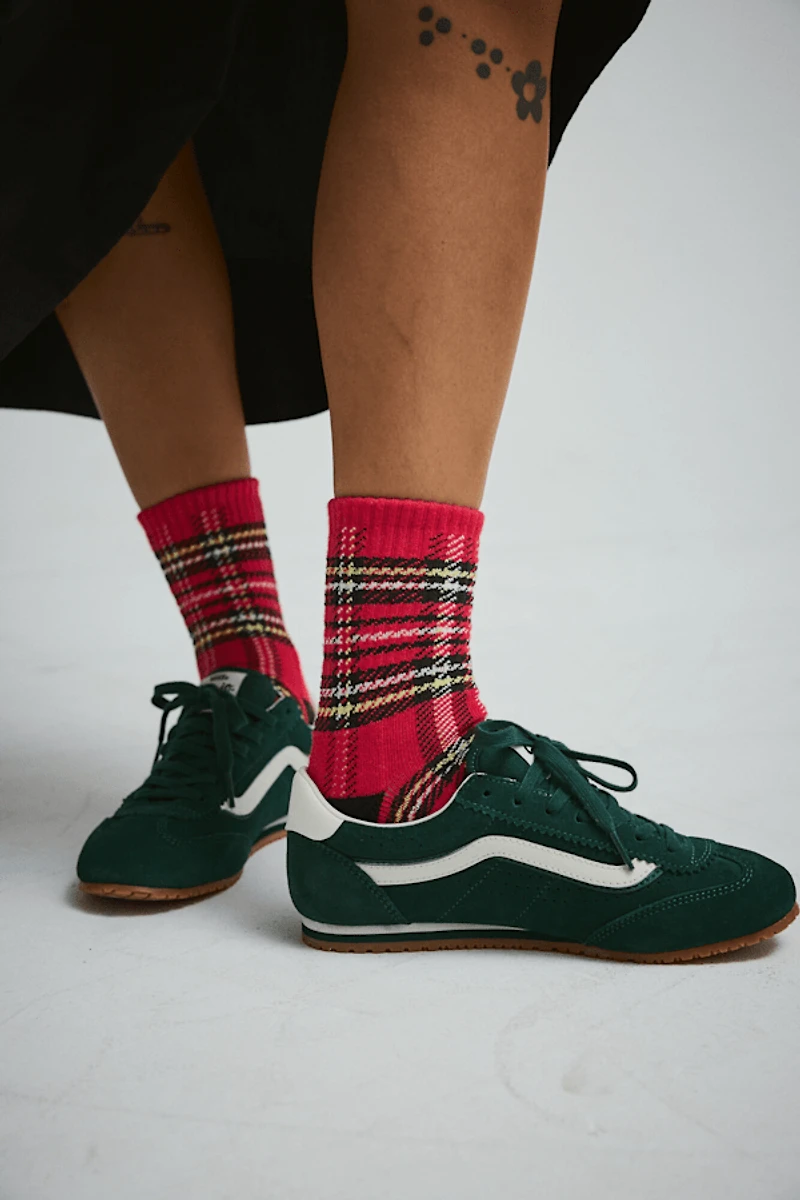 Drop V Plaid Half Crew Socks