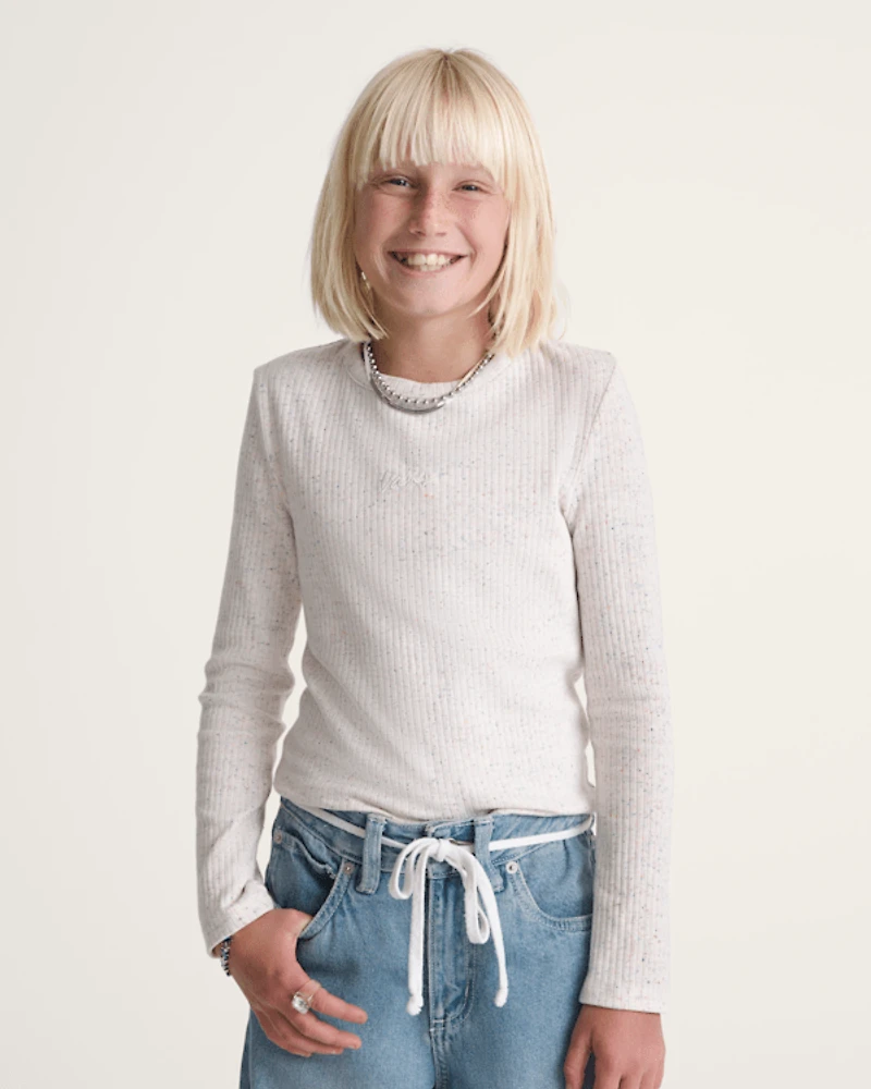 Kids Teri Confetti Rib Long Sleeve Shirt