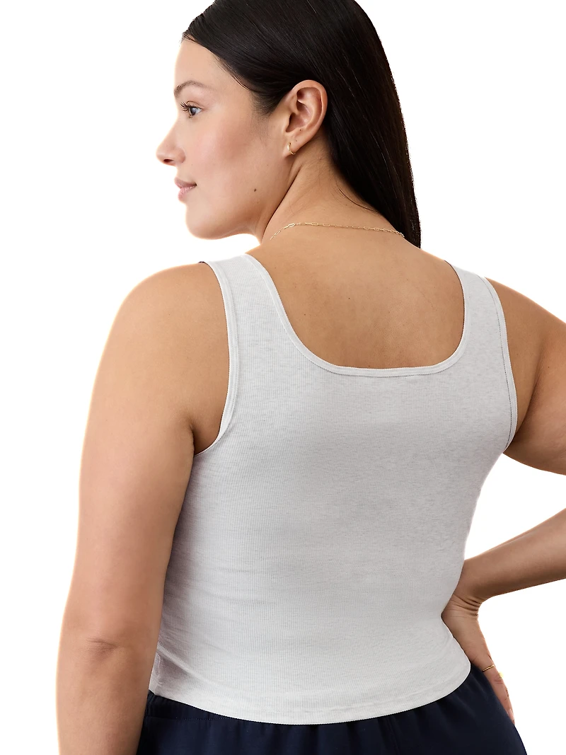 Signature Rib Square Neck Crop Tank