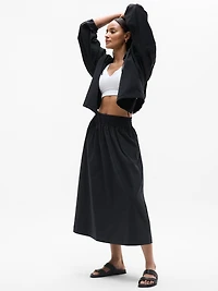 Midday Mid Rise Midi Poplin Skirt