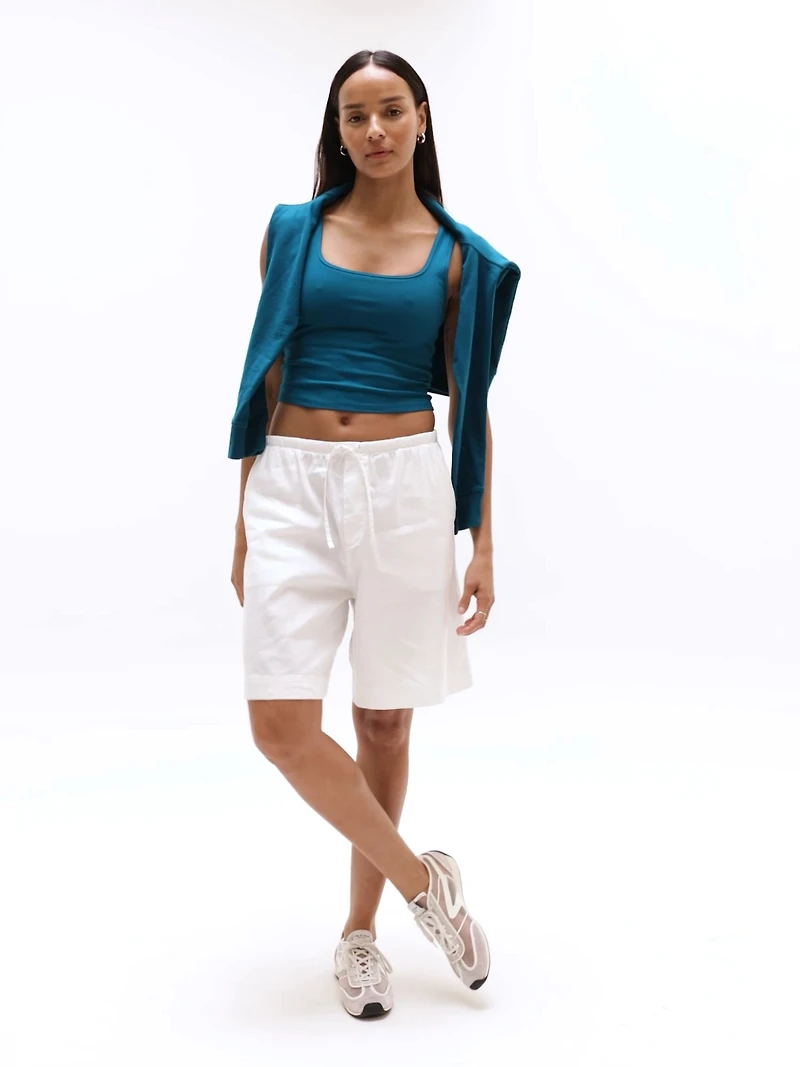 Signature Rib Square Neck Crop Tank