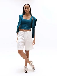 Signature Rib Square Neck Crop Tank