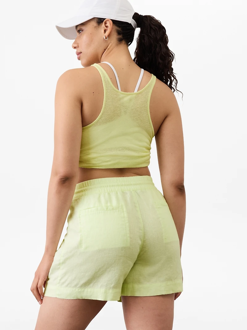 Retreat Linen Mid Rise 4" Short