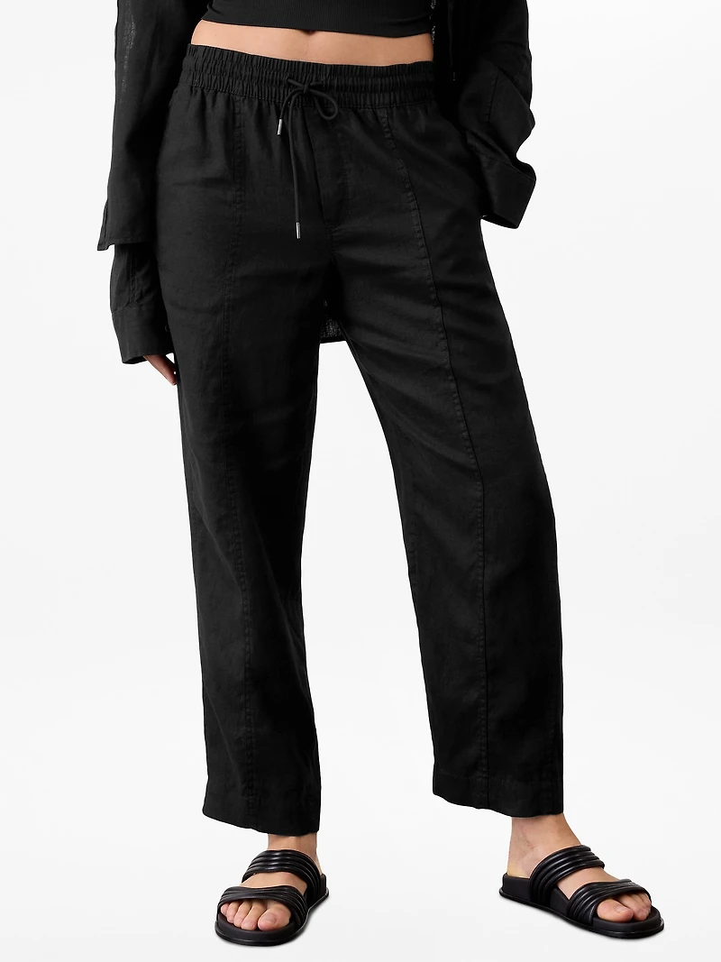 Retreat High Rise Linen Ankle Pant