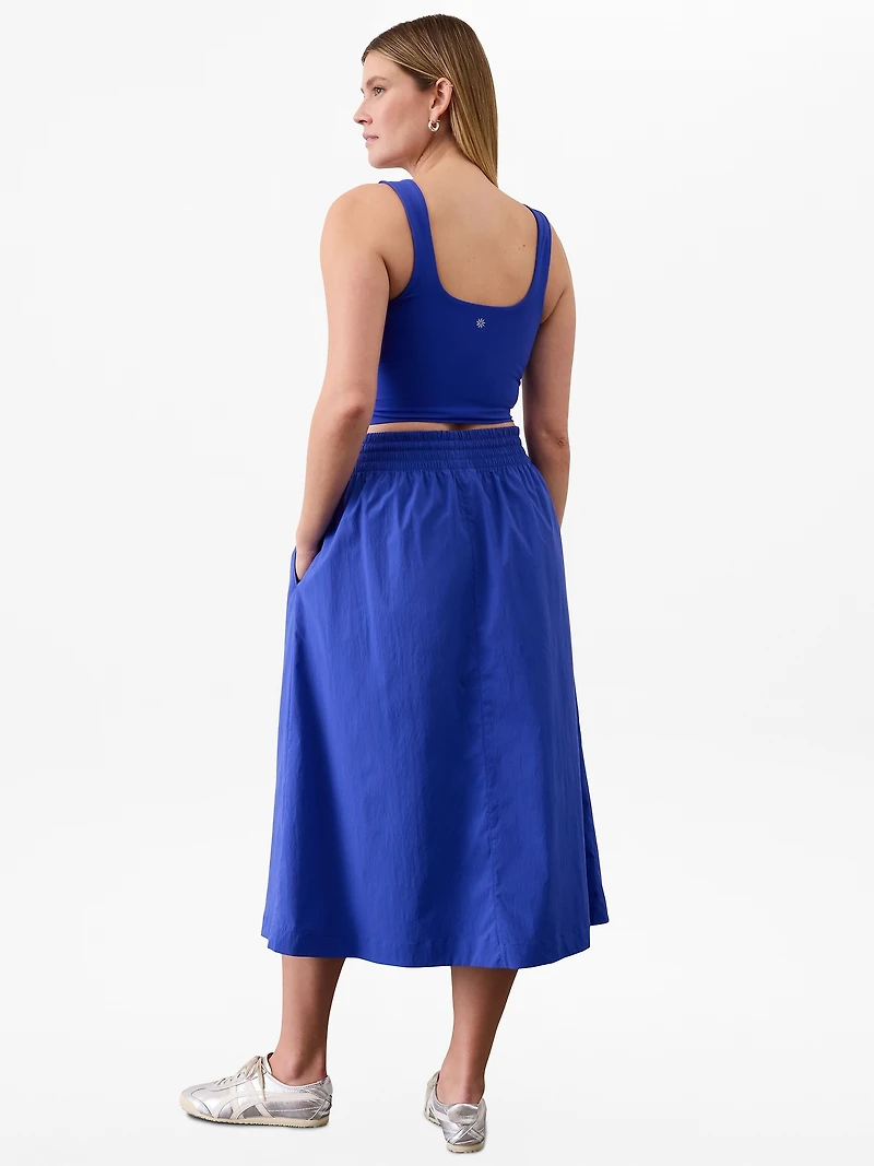 Midday Mid Rise Midi Poplin Skirt