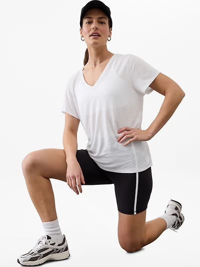 Getaway Linen Blend V-Neck Tee