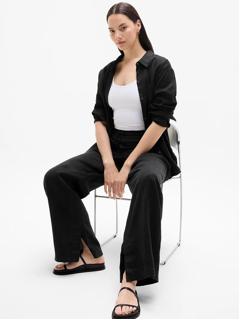 Retreat Linen High Rise Wide Leg Pant