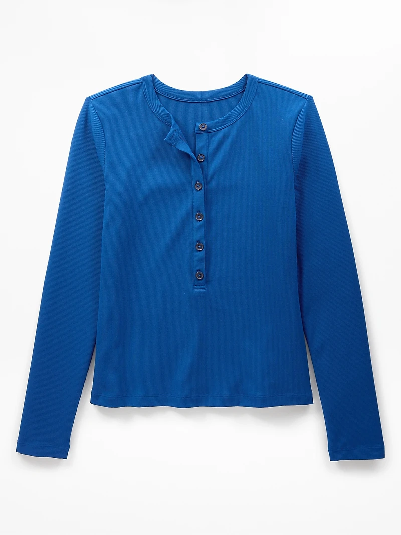 Signature Rib Long Sleeve Henley Top