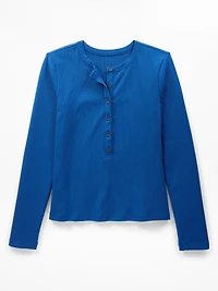 Signature Rib Long Sleeve Henley Top