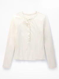 Signature Rib Long Sleeve Henley Top