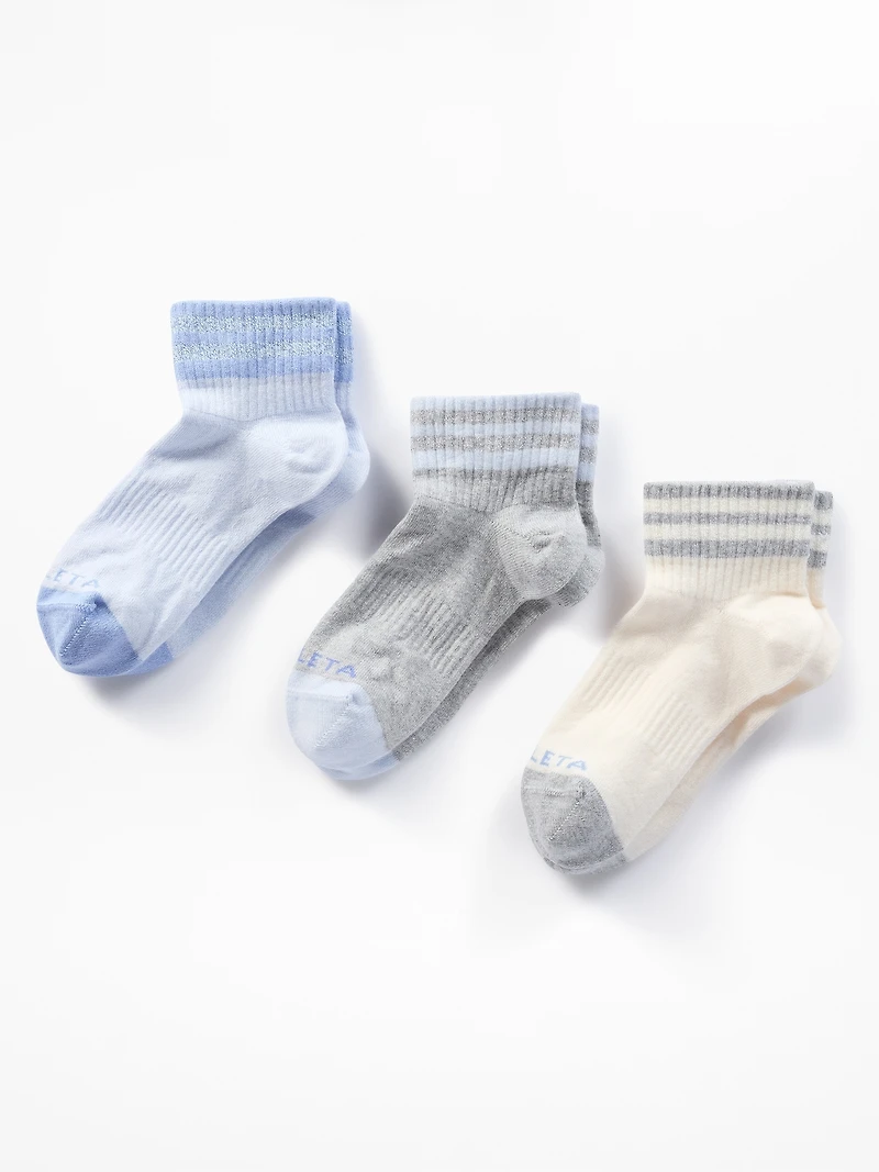 Athleta Girl Everyday Quarter Crew Sock 3-Pack
