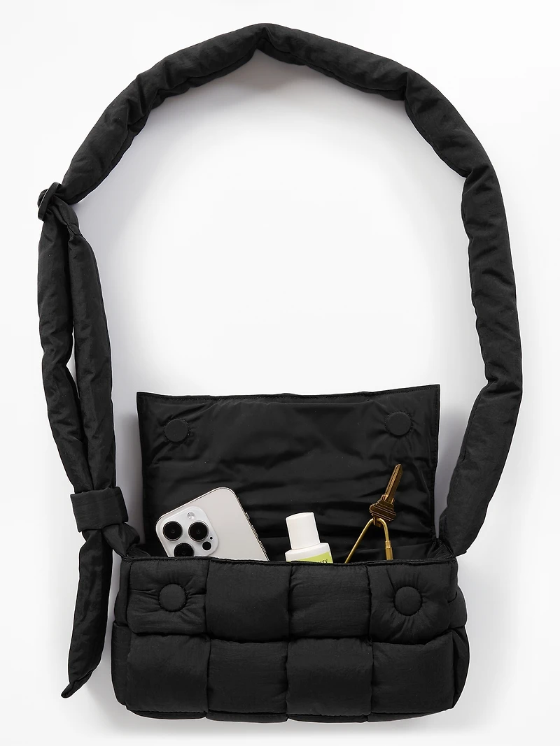 Woven Square Puff Crossbody