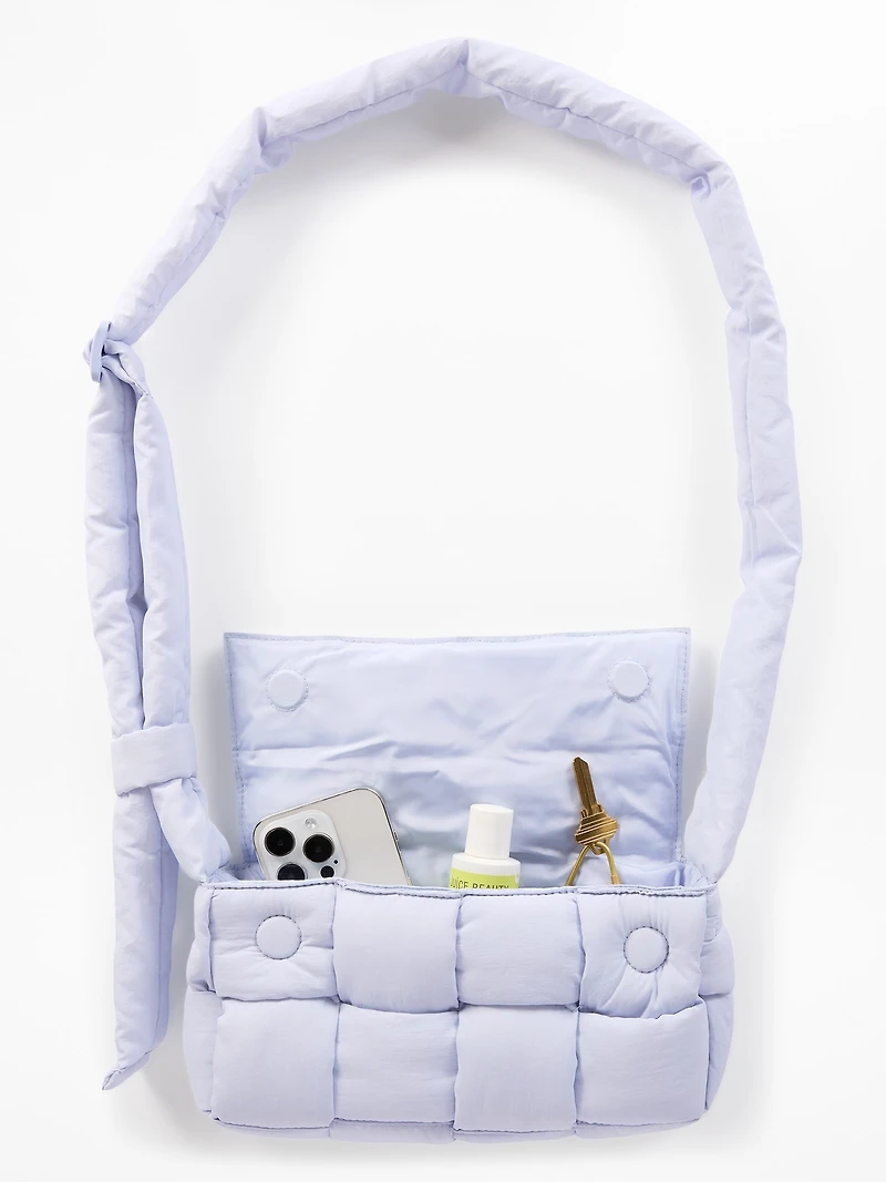 Woven Square Puff Crossbody